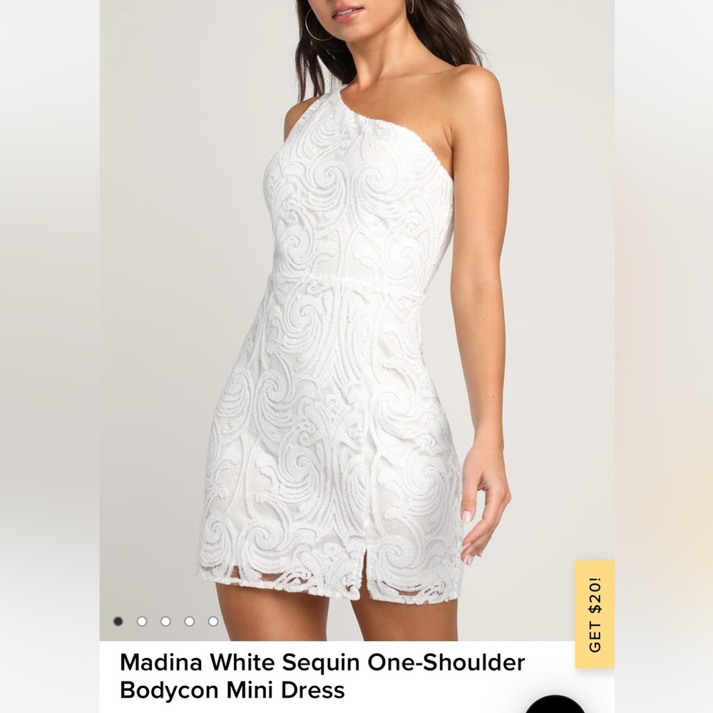 White sequin one sleeve dress